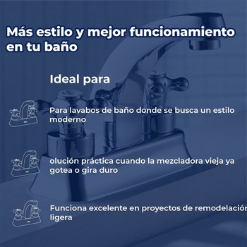 Llave Mezcladora Para Lavabo Acaya 4 pulg Helvex Cromo HM-22