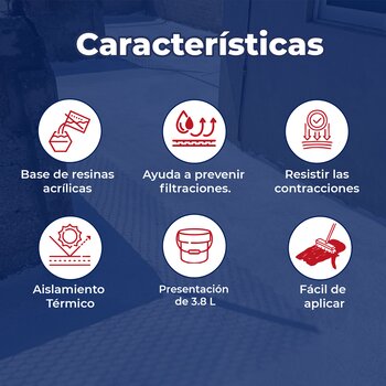 Impermeabilizante Acrílico Fibratado Blanco Impac 5000 3.8 L