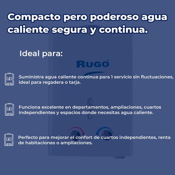 Calentador Paso 06 Lts Rugo Gas Nat Incluye Kit de Instalación