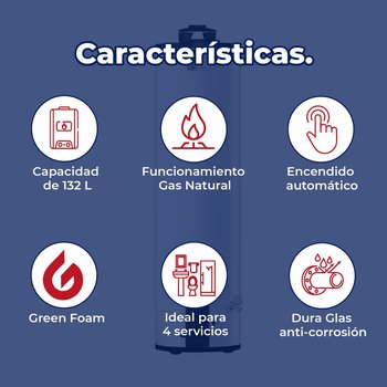 Calentador Depósito Calorex Maximus 132 L Gas Natural 4 Servicio