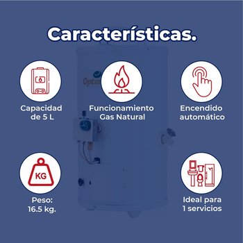 Calentador Paso 05 L Instantáneo Optimus 1 Baño Gas Natural