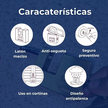 Candado Cortina Phillips núm 9 Latón Macizo