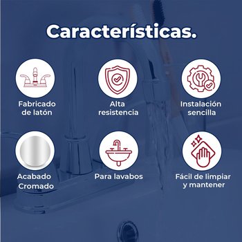 Llave Mezcladora para Lavabo 4” cierre 90° Rugo Maneral Géminis