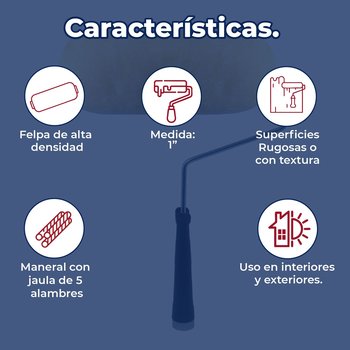 Rodillo de uso profesional para superficies rugosas BYP 1 pulg