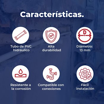 Tubo PVC Para Sistema Hidráulico Cementado Cedula 40 1/2 6 m