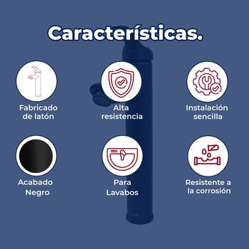 Llave Monomando Para Lavabo Alto Rugo Negro Sin Cubierta