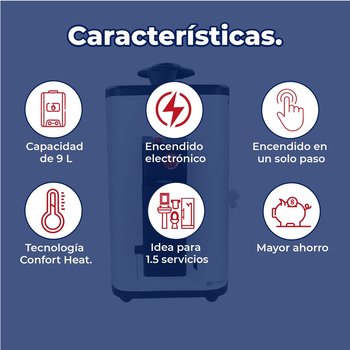 Calentador Calorex Poderus Paso 9 L Alta Extreme 1.5 serv Gas LP