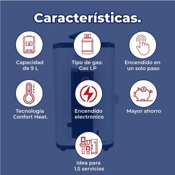 Calentador Calorex Poderus Paso 9 L Alta Extreme 1.5 serv Gas LP