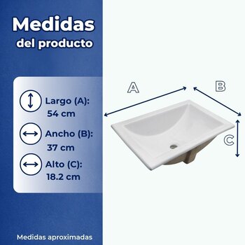 Lavabo de Sobreponer Marcus Rectangular Blanco Helvex