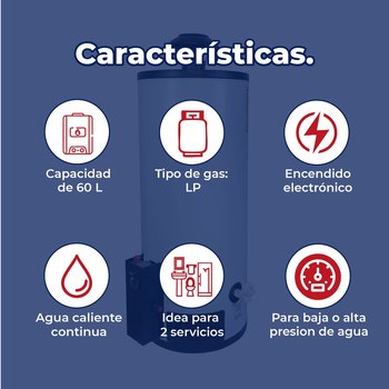 Calentador Depósito 60 L Iusa Enerhit Gas LP