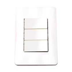 Placa 3 Apagadores Sencillos Unno Blanco