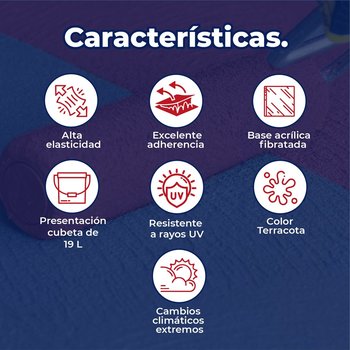 Impermeabilizante Acrílico Fibratado Diablo Rojo 19 Lt Terracota