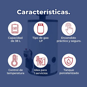 Calentador Depósito Automático 38 L Iusa Primo Gas LP 1 Servicio