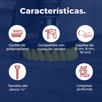 Juego de 3 cepillos multiusos para taladro Pretul