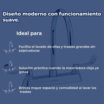 Llave Mezcladora Para Fregadero Helvex Flamingo Cromo HM-38