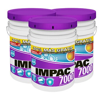 Paquete Impermeabilizante Acrílico Blanco Impac 7000 3 cubetas