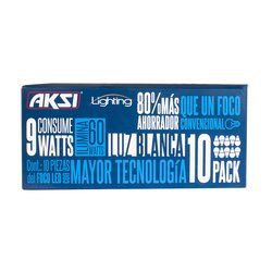 Paquete Foco Led 10 Piezas 9 Watts Luz Blanca Aksi
