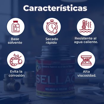 Sellador de Roscas Polipropileno y metal 118 ml Presto