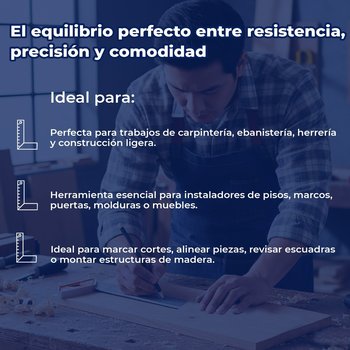 Escuadra 8" Pulgadas Para Carpintero Con Mango 100% de Aluminio