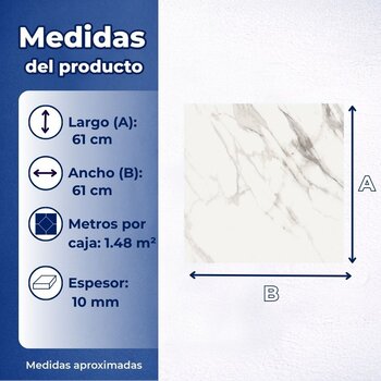 Piso Travali Blanco Tipo Mármol Cesantoni 61x61 cm Rectificado