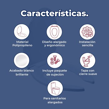 Asiento Para WC Cierre Estándar Helvex Alargado Blanco AT-2