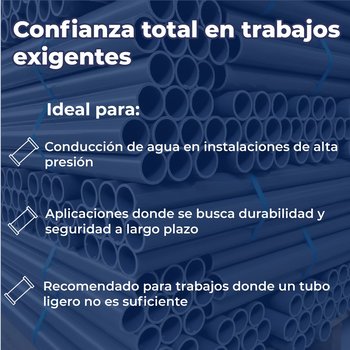 Tubo PVC 40 038 MM 1 1/2 (6 MTS) Para Instalación Hidráulica