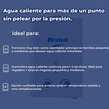 Calentador de Paso Instantáneo Rugo Gas LP 8 L