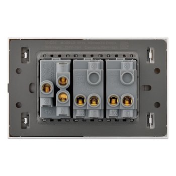 Placa 2 Apagadores Sencillos 1 Contacto Lucek Flat Negro