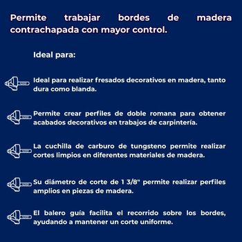 Broca Router Doble Romana 13/8 x 7/8 pulg