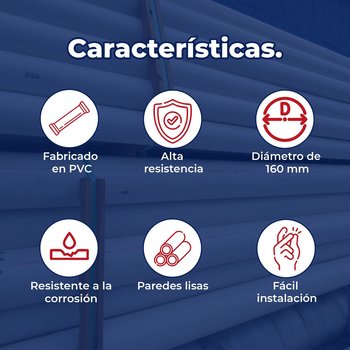 Tubo Sanitario PVC Norma 160 mm 6 x 1 m Advance