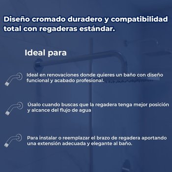 Brazo y Chapetón para Regadera de 39 cm de longitud Rugo 45BRF