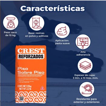 Adhesivo blanco reforzado 10 kg Crest Piso sobre piso