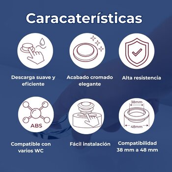 Botón Cromado de Descarga Sencilla Para WC Fluidmaster