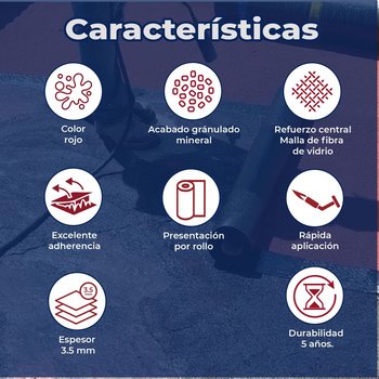 Imper Prefabricado SBS Novaroll 3.5 mm Fibra Vidrio Terracota