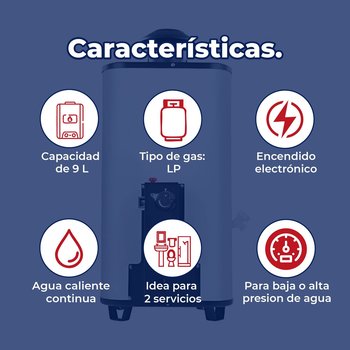 Calentador de Paso Iusa Enerhit Rápida Recuperación Gas LP 9 L