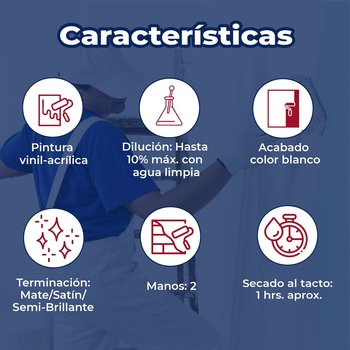 Pintura Vinil Acrilica Mate Desing Extra White 19 L