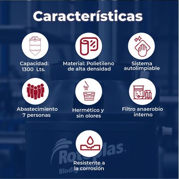 Biodigestor Rotoplas Autolimpiable 1300 L Para Aguas Residuales