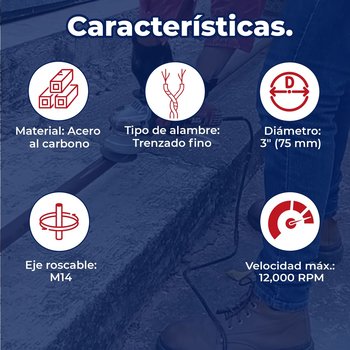 Carda Copa Alambre Trenzado Fino 3 pulg Truper M14