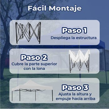 Toldo Reforzado 3X3 Poliester y pvc estructura metalica blanco