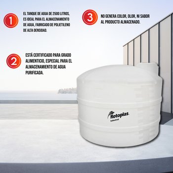 Tanque Agua Rotoplas Estándar Blanco 2500 l