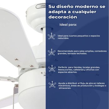Ventilador De Techo Tramontana Blanco 30 Pulgadas Con Luz