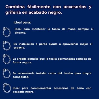 TOALLERO DE ARGOLLA ACABADO NEGRO