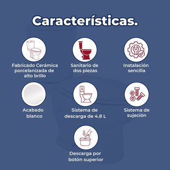 Sanitario Para Baño Alargado Compacto Blanco Option 4.8 L Helvex