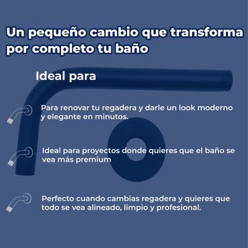 Brazo para Regadera Chapetón Rugo Acero Inoxidable Negro 20.2 CM