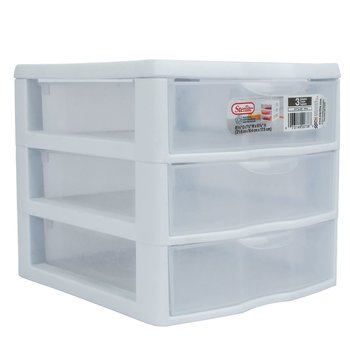 Cajonera Plástica Pequeña 3 Cajones 21X18X17cm Transparente
