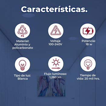 Luminario flat eco 8 pulgadas led 18 watts luz blanca