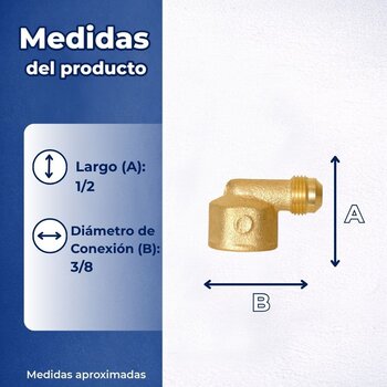 Codo Estufa Bronce 3/8 Flare X 1/2 F.I.P.