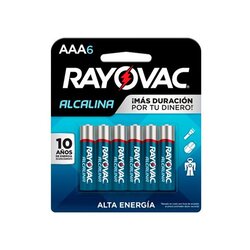 Pilas alcalinas AAA rayovac 6 pzs