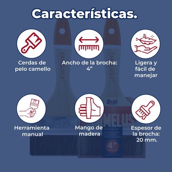 Brocha Byp Camelus Pelo Extra Fino 4” Pulgadas