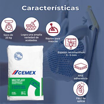 Cemento Blanco Multiplast Cemex 25 KG